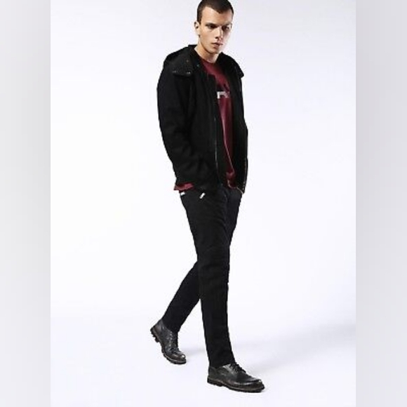 Diesel "D-Neyt" Black Denim/ Mesh Trim Detachable Hood Men's Jacket M - Picture 4 of 16